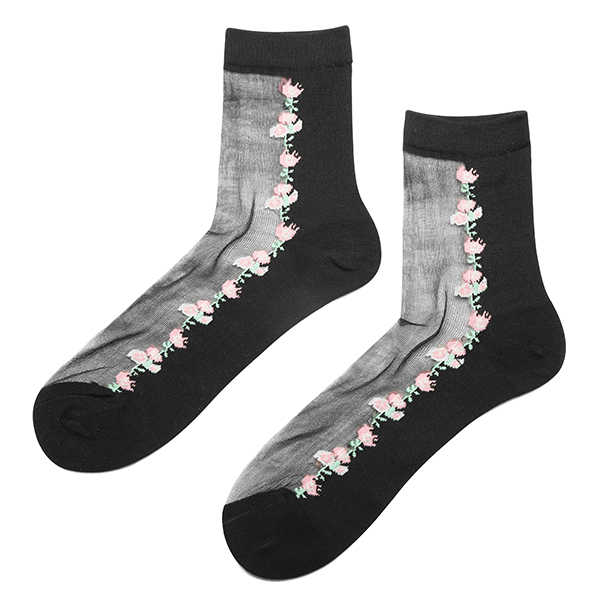 Women-Girl-Rose-Floral-Embroidery-Sheer-Mesh-Transparent-Socks-Short-Ankle-Breathable-Hosiery-1074021