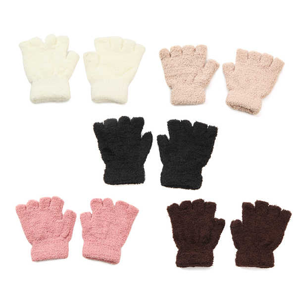 Women-Girl-Soft-Coral-Fleece-Gloves-Fingerless-Pure-Color-Short-Mittens-1004292