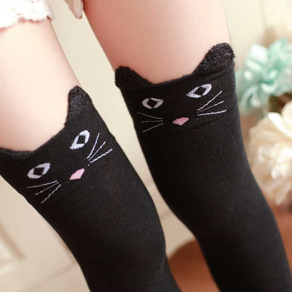 Women-Girls-Cartoon-Animal-Cotton-Stocking-Kawaii-Cat-Bear-Over-Kneed-High-Tight-Socks-1093822