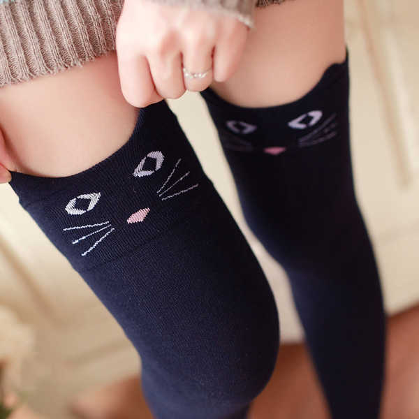 Women-Girls-Cartoon-Animal-Cotton-Stocking-Kawaii-Cat-Bear-Over-Kneed-High-Tight-Socks-1093822