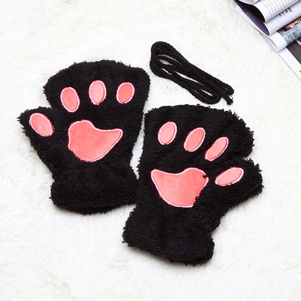 Women-Girls-Fluffy-Plush-Bear-Cat-Paw-Fingerless-Gloves--Paw-Glove-Winter-Warm-Mittens-1111520