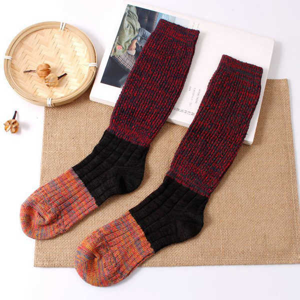 Women-Girls-Knitting-Crochet-Stripe-Legs-Socks-Harajuku-Style-Mixed-Color-Patchwork-High-Hosiery-1094400