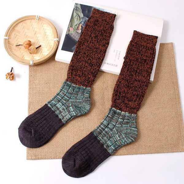 Women-Girls-Knitting-Crochet-Stripe-Legs-Socks-Harajuku-Style-Mixed-Color-Patchwork-High-Hosiery-1094400