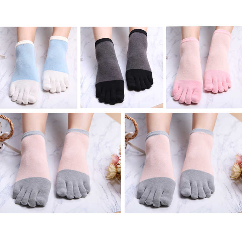 Women-Girls-Simple-Style-Five-Toe-Socks-5-Pair-Set-Short-Tube-Ankle-Socks-1376389