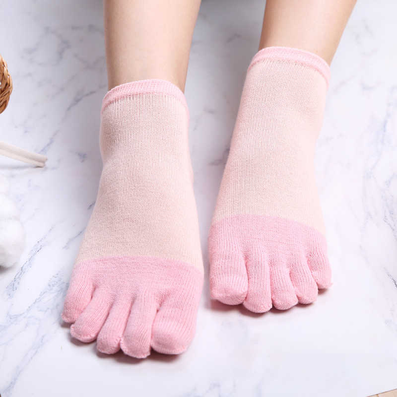 Women-Girls-Simple-Style-Five-Toe-Socks-5-Pair-Set-Short-Tube-Ankle-Socks-1376389