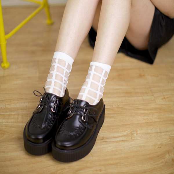 Women-Girls-Summer-Transparent-Hipster-Socks-Plaid-Grid-Crystal-Silk-Lace-Mesh-Ankle-Socks-1135427