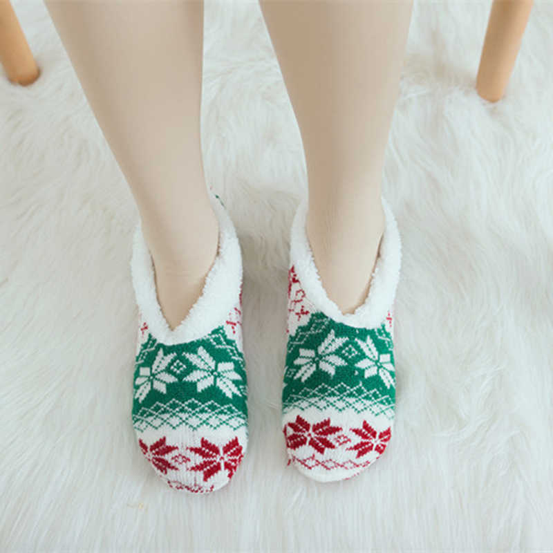 Women-Girls-Winter-Chiristmas-Plus-Velvet-Thick-Boat-Socks-Home-Jacquard-Anti-Slip-Bottom-Yoga-Socks-1376293