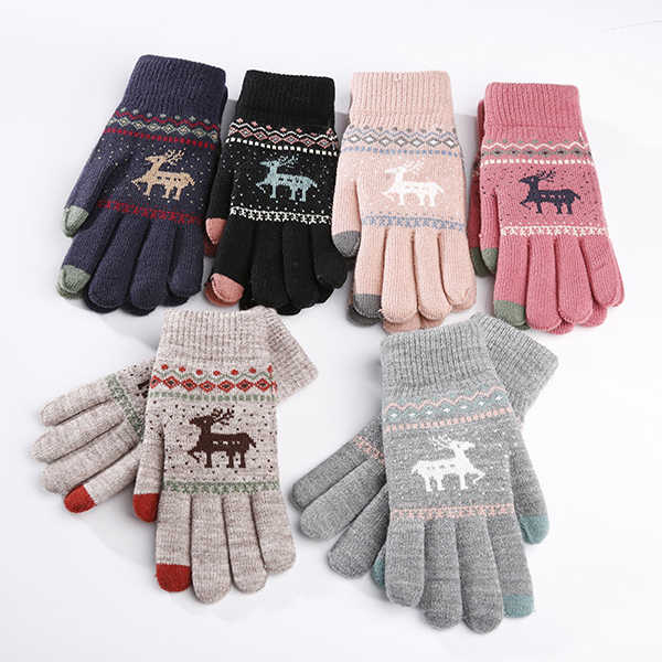 Women-Girls-Winter-Crochet-Knitted-Warm-Gloves--Touch-Screen-Cute-Deer-Printing-Mittens-1205808