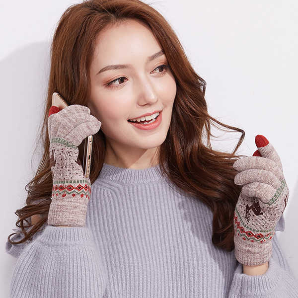 Women-Girls-Winter-Crochet-Knitted-Warm-Gloves--Touch-Screen-Cute-Deer-Printing-Mittens-1205808