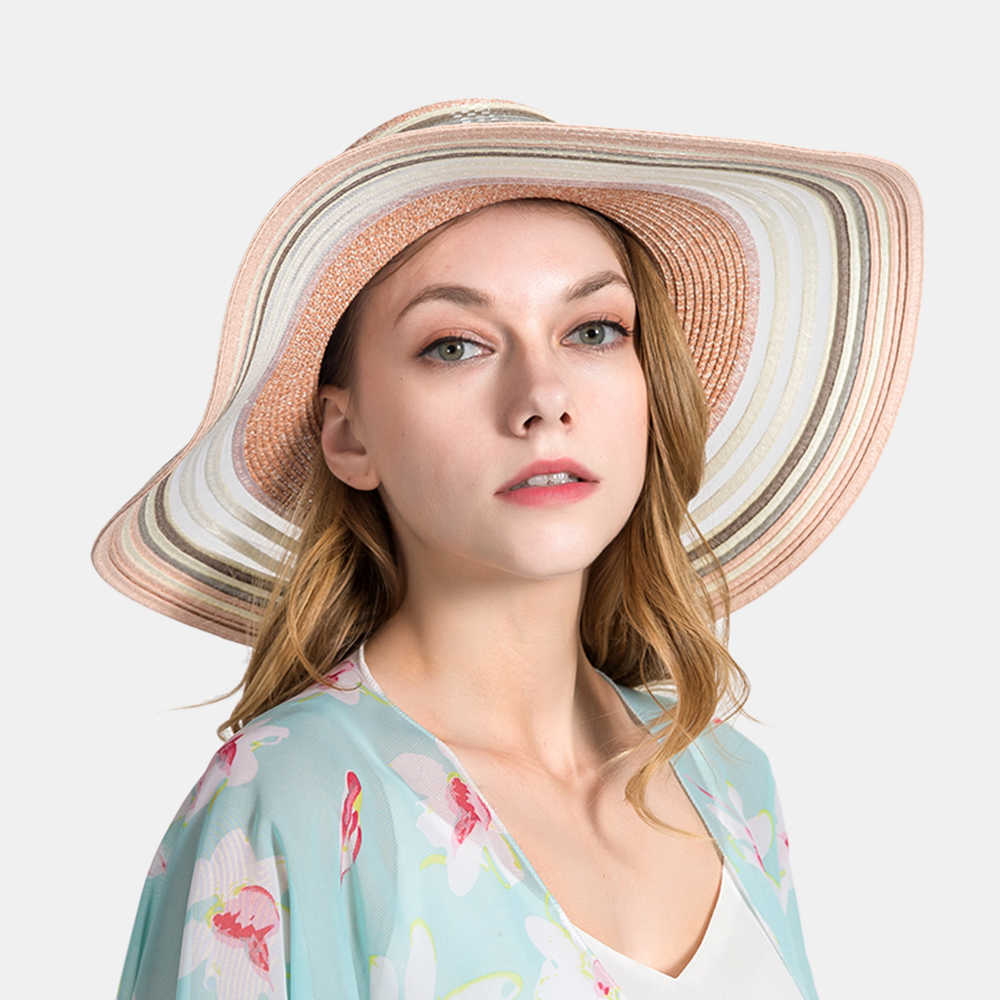 Women-Gradient-Hollow-Large-Edge-Cap-Travel-Shade-Straw-Hat-1509278