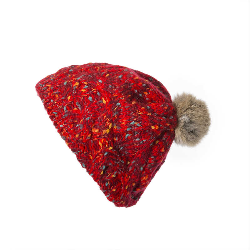 Women-Handmade-Jacquard-Mixed-Color-Rabbit-Hair-Ball-Knitted-Hat-Warm-Casual-Knit-Beanie-Cap-1374840