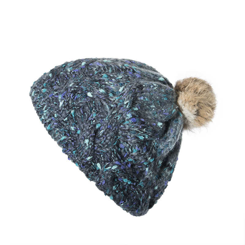 Women-Handmade-Jacquard-Mixed-Color-Rabbit-Hair-Ball-Knitted-Hat-Warm-Casual-Knit-Beanie-Cap-1374840