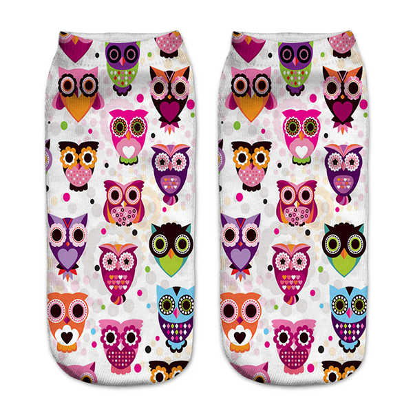 Women-Harajuku-3D-Owl-Animal-Print-Socks-Good-Stretch-Breathable-Low-Cut-Ankle-Socks-1214755