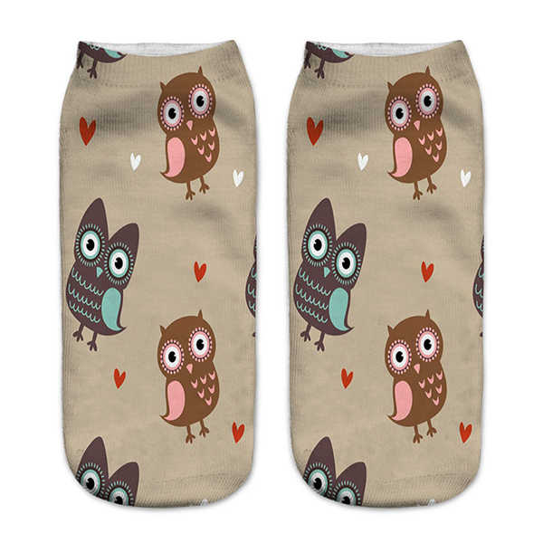 Women-Harajuku-3D-Owl-Animal-Print-Socks-Good-Stretch-Breathable-Low-Cut-Ankle-Socks-1214755