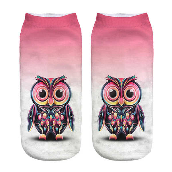 Women-Harajuku-3D-Owl-Animal-Print-Socks-Good-Stretch-Breathable-Low-Cut-Ankle-Socks-1214755