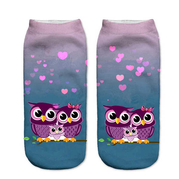 Women-Harajuku-3D-Owl-Animal-Print-Socks-Good-Stretch-Breathable-Low-Cut-Ankle-Socks-1214755