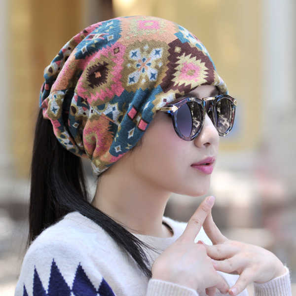 Women-Hedging-Cap-Skullies-Beanies-Caps-Bonnet-Double-Layer-Windproof-Cotton-Scarf-1202688