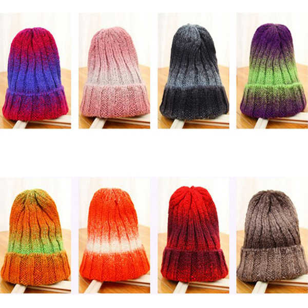 Women-Knit-Gradient-Color-Braided-Hat-Crochet-Knitting-Hat-Ski-Beanie-Cap-1103656