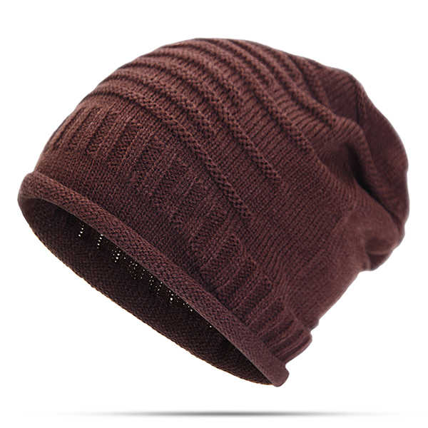 Women-Knitted-Woolen-Stripe-Beanie-Hat-Casual-Foldable-Warm-Head-Cap-952052