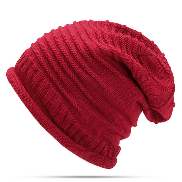 Women-Knitted-Woolen-Stripe-Beanie-Hat-Casual-Foldable-Warm-Head-Cap-952052