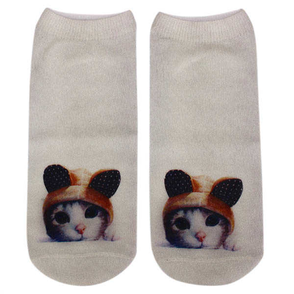 Women-Ladies-3D-Printed-Animal-Pattern-Socks-Cute-Cat-Low-Cut-Ankle-Hosiery-1032339