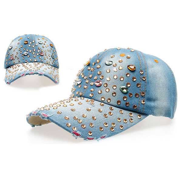 Women-Ladies-Casual-Outdoor-Sport-Hat-Bling-Spot-Drill-Cowboy-Baseball-Peaked-Cap-1045749