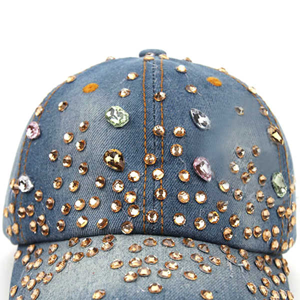 Women-Ladies-Casual-Outdoor-Sport-Hat-Bling-Spot-Drill-Cowboy-Baseball-Peaked-Cap-1045749