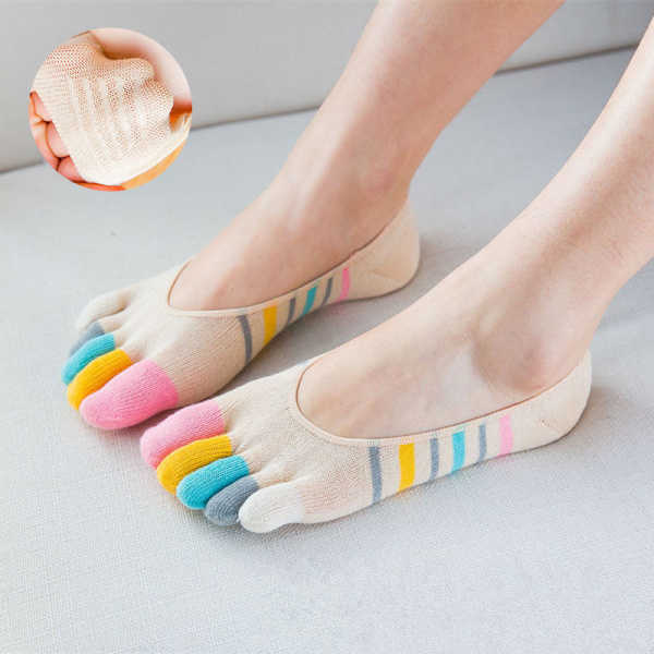 Women-Ladies-Five-toes-Colorful-Boat-Sock-Breathable-Anti-Skid-Invisibility-Socks-Comfortable-1148106