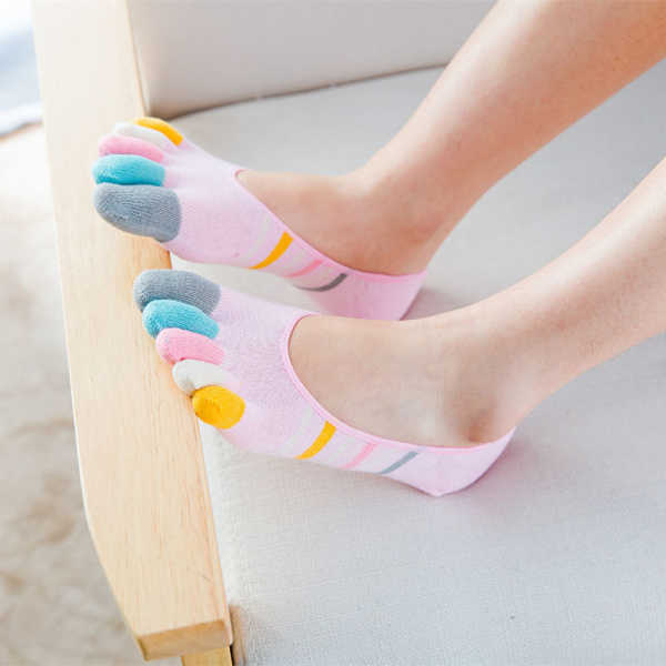 Women-Ladies-Five-toes-Colorful-Boat-Sock-Breathable-Anti-Skid-Invisibility-Socks-Comfortable-1148106