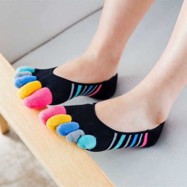 Women-Ladies-Five-toes-Colorful-Boat-Sock-Breathable-Anti-Skid-Invisibility-Socks-Comfortable-1148106