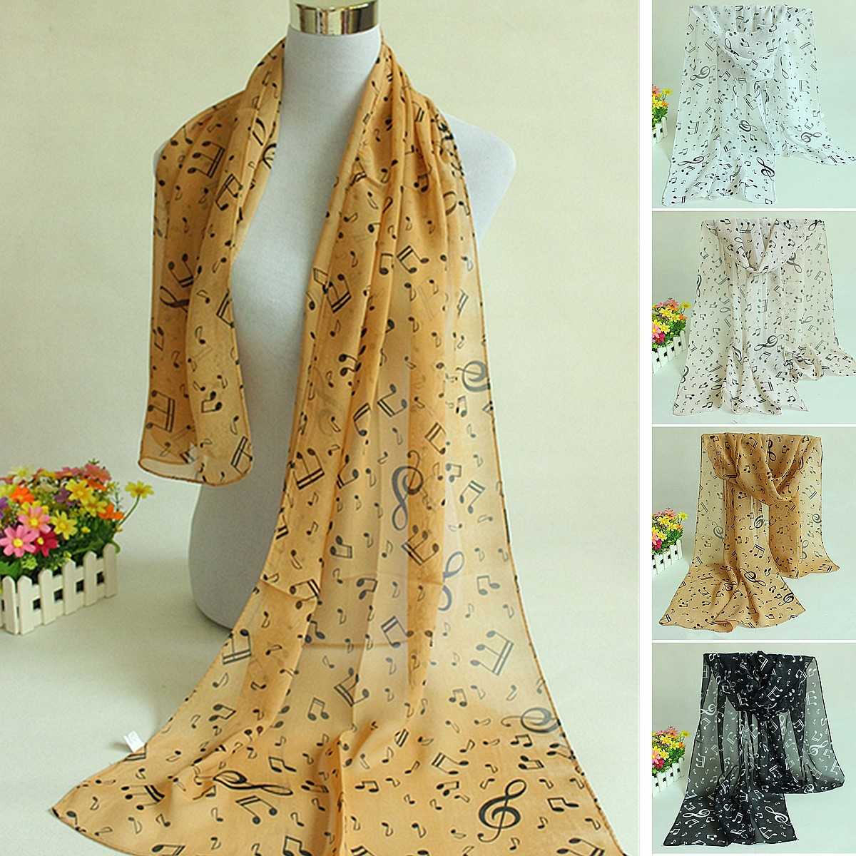 Women-Ladies-Musical-Note-Printed-Chiffon-Scarf-Shawl-Wrap-1039096