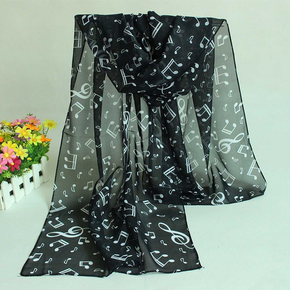 Women-Ladies-Musical-Note-Printed-Chiffon-Scarf-Shawl-Wrap-1039096