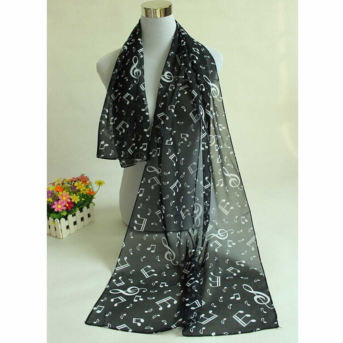 Women-Ladies-Musical-Note-Printed-Chiffon-Scarf-Shawl-Wrap-1039096