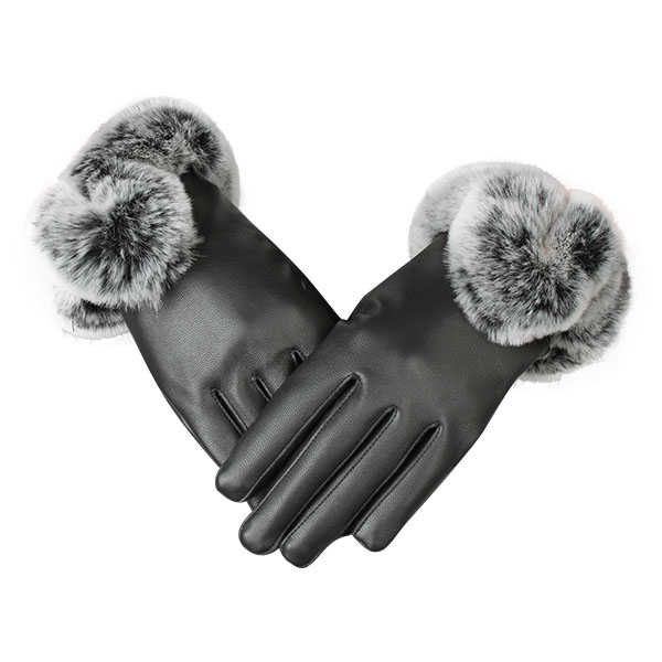 Women-Ladies-Rabbit-Fur-Artificial-Leather-Screen-Touch-Windproof-Gloves-Dacron-Linen-Mittens-1014460