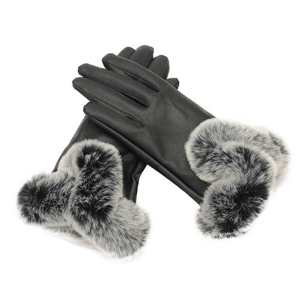 Women-Ladies-Rabbit-Fur-Artificial-Leather-Screen-Touch-Windproof-Gloves-Dacron-Linen-Mittens-1014460