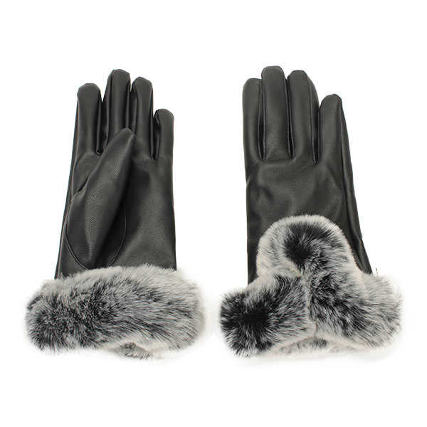 Women-Ladies-Rabbit-Fur-Artificial-Leather-Screen-Touch-Windproof-Gloves-Dacron-Linen-Mittens-1014460