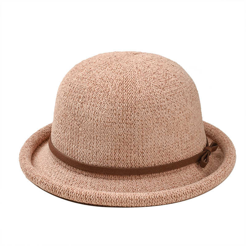 Women-Ladies-Shaped-Dome-Knot-Chenille-Top-Hat-Vintage-Elegant-All-Match-Basin-Cap-1371384