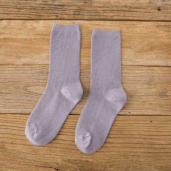 Women-Ladies-Solid-Cotton-Middle-Socks-Casual-Soft-Breathable-Sock-1176902