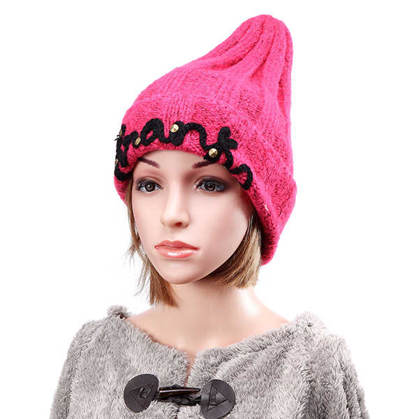 Women-Ladies-Thicken-Knitting-Hat-Braided-Crochet-Rivets-Winter-Warm-Ski-Beanie-Cap-1117214