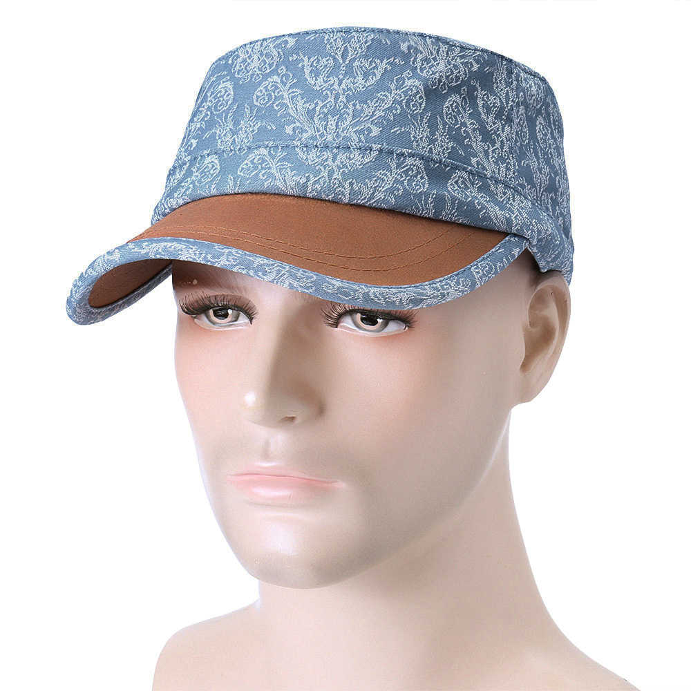 Women-Men-Cotton-Print-Sunscreen-Flat-Hats-Outdoor-Casual-Travle-Visor-Caps-1459265