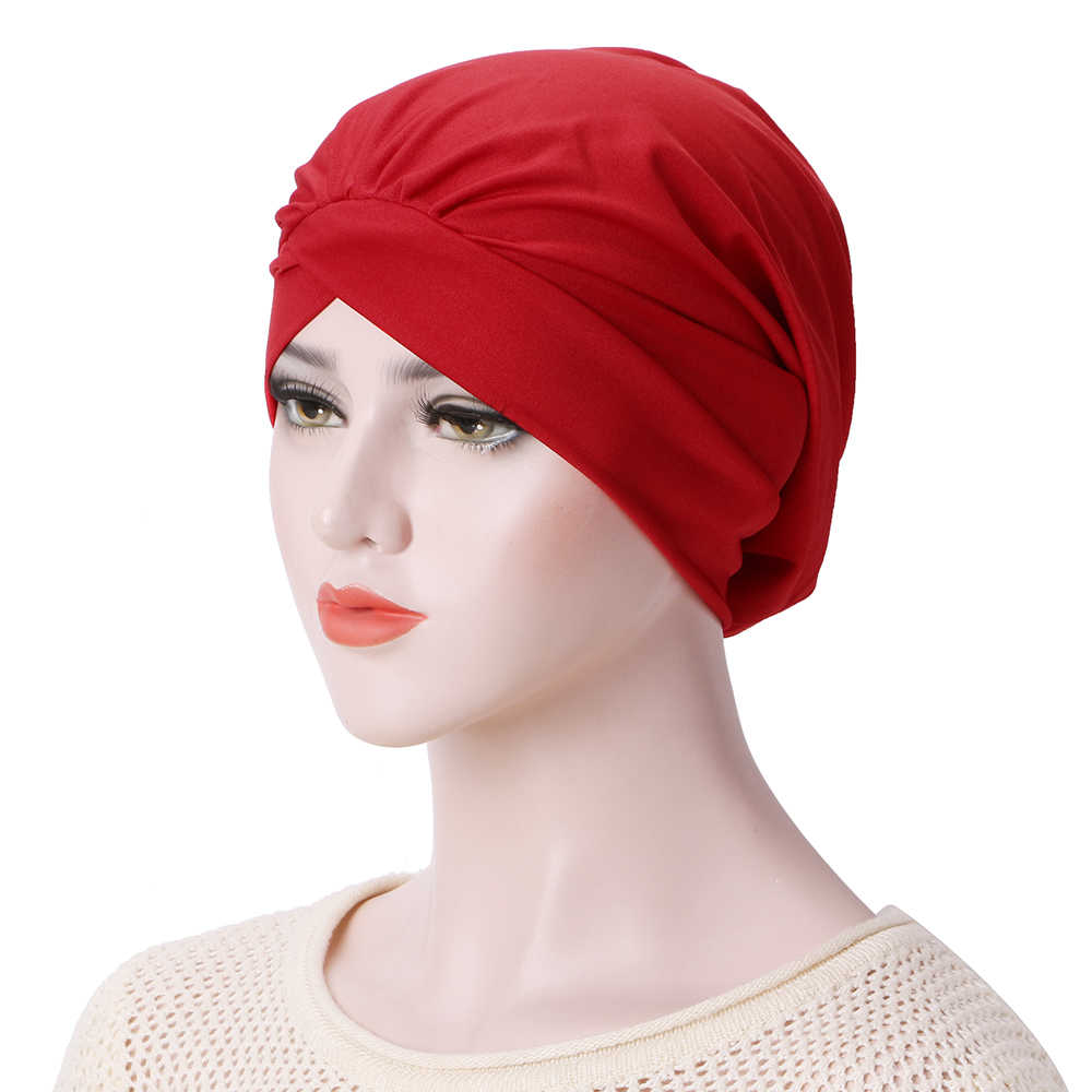 Women-New-Stretch-Cloth-Nightcap-Forehead-Cross-Folds-Indian-Hat-Turban-Cap-1456147