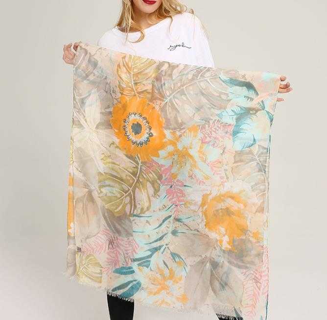 Women-Noble-Linen-Lightweight-Sunflower-Abstract-Painting-Scarf-Summer-Breathable-Flower-Shawl-1274850