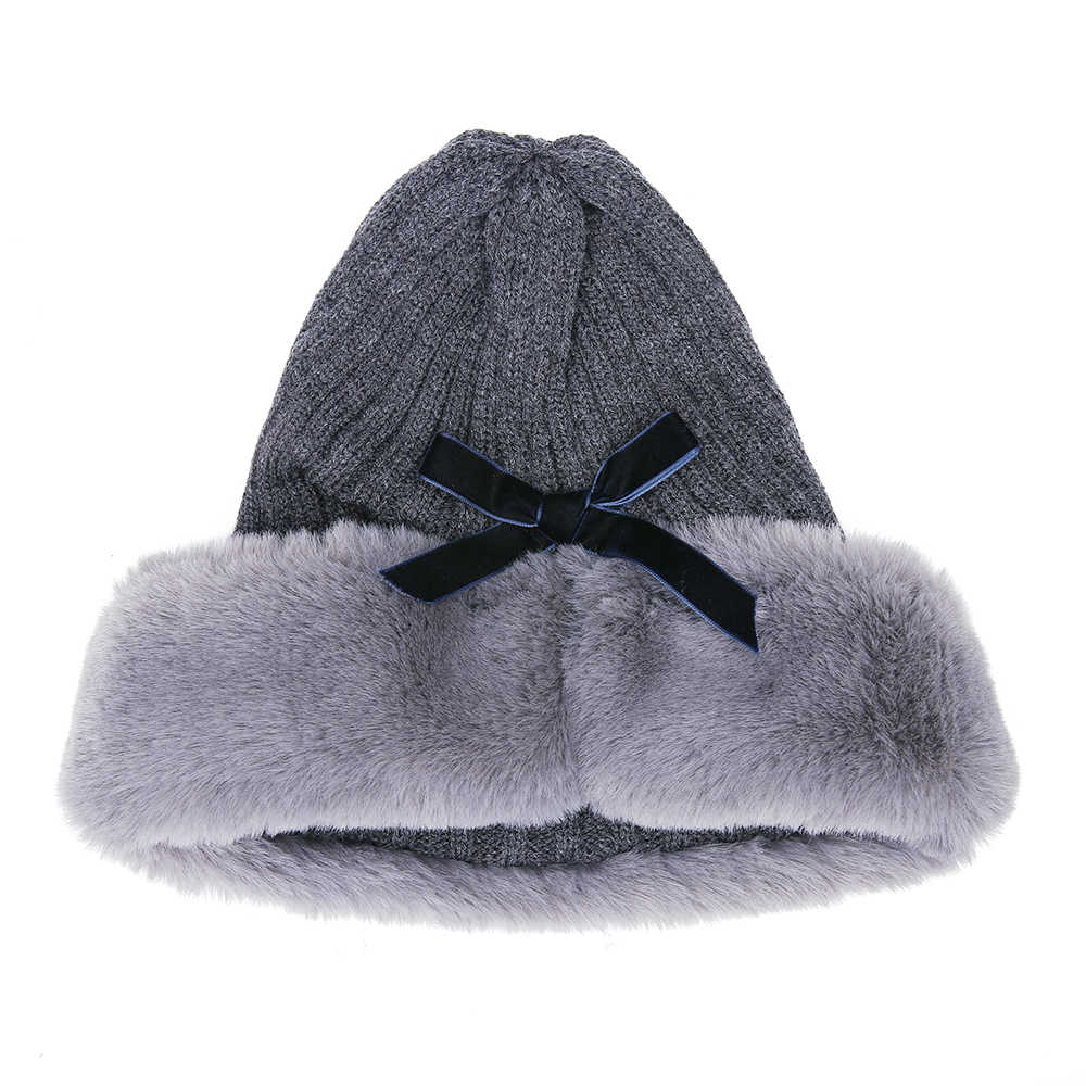 Women-Outdoor-Cold-Proof-Thickening-Artificial-Rabbit-Fur-Knit-Hat-Tapered-Beanie-Cap-1375358