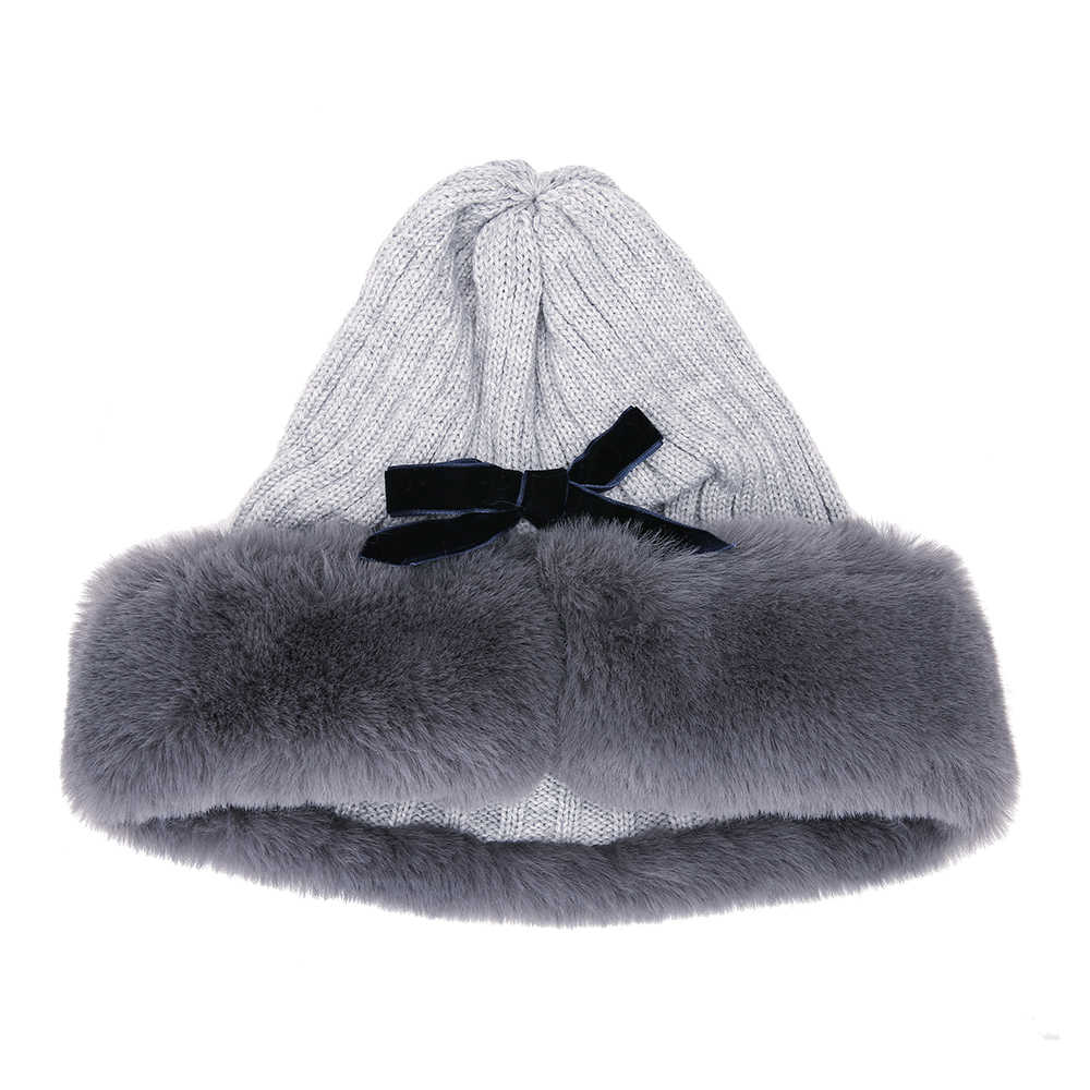 Women-Outdoor-Cold-Proof-Thickening-Artificial-Rabbit-Fur-Knit-Hat-Tapered-Beanie-Cap-1375358