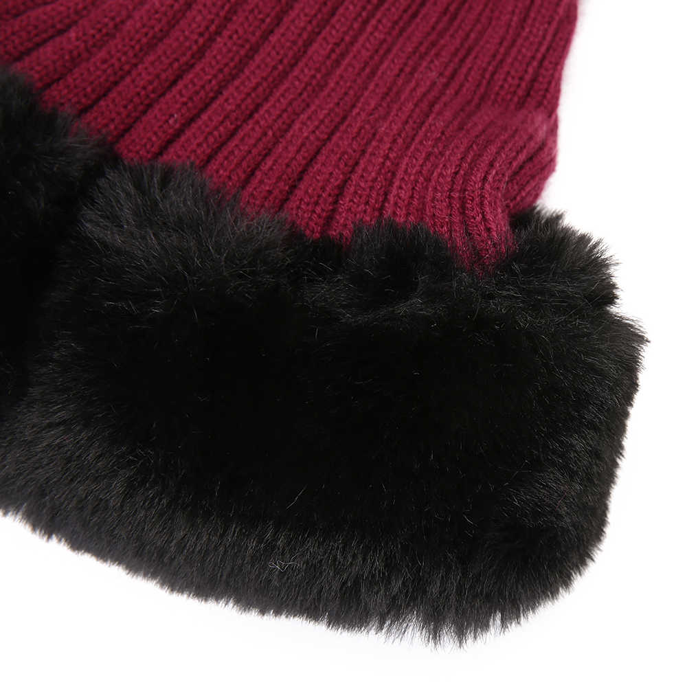 Women-Outdoor-Cold-Proof-Thickening-Artificial-Rabbit-Fur-Knit-Hat-Tapered-Beanie-Cap-1375358