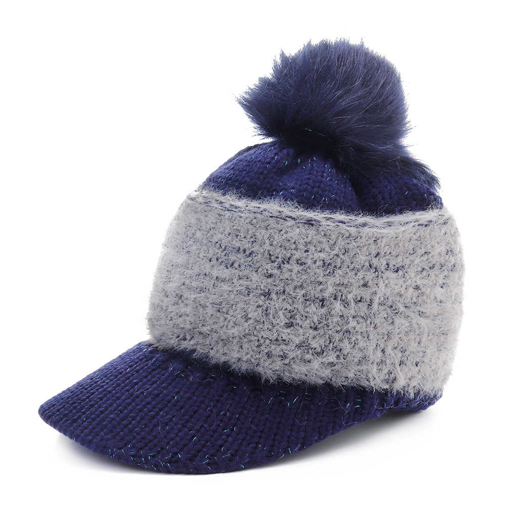 Women-Outdoor-Fashion-Thickened-Warm-Knitted-Hat-Casual-Knit-Visor-Cap-1366786