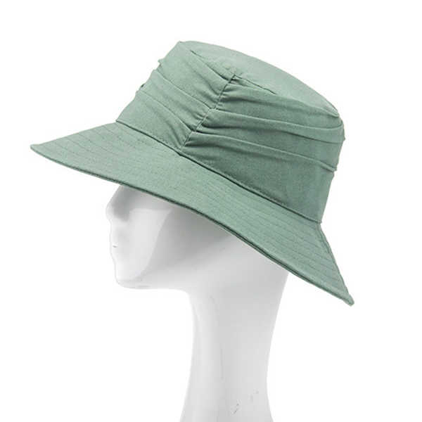 Women-Plain-Summer-Stripe-Breathable-Dress-Bucket-Caps-Outdoor-Folding-Sunshade-Beach-Hats-1270723