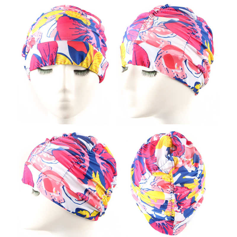 Women-Plus-Size-Folding-Pleated-Cloth-Flower-Swimming-Cap-Ears-Protection-Cloth-Bathing-Cap-1453182