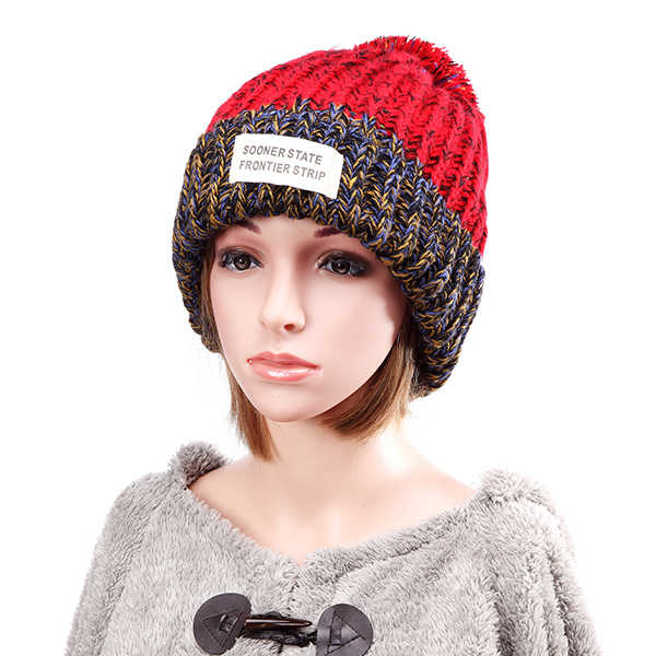 Women-Plush-Lining-Wool-Ball-Knitting-Mix-color-Hat-Winter-Warm-Ski-Braided-Crochet-Beanie-Cap-1117217