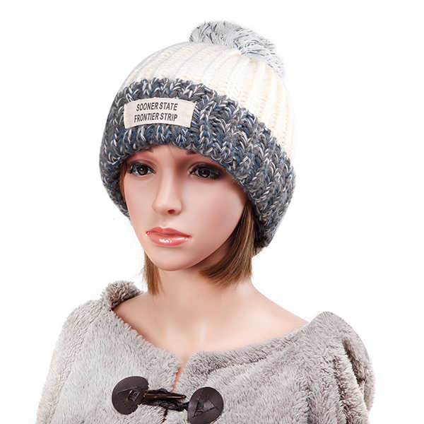 Women-Plush-Lining-Wool-Ball-Knitting-Mix-color-Hat-Winter-Warm-Ski-Braided-Crochet-Beanie-Cap-1117217